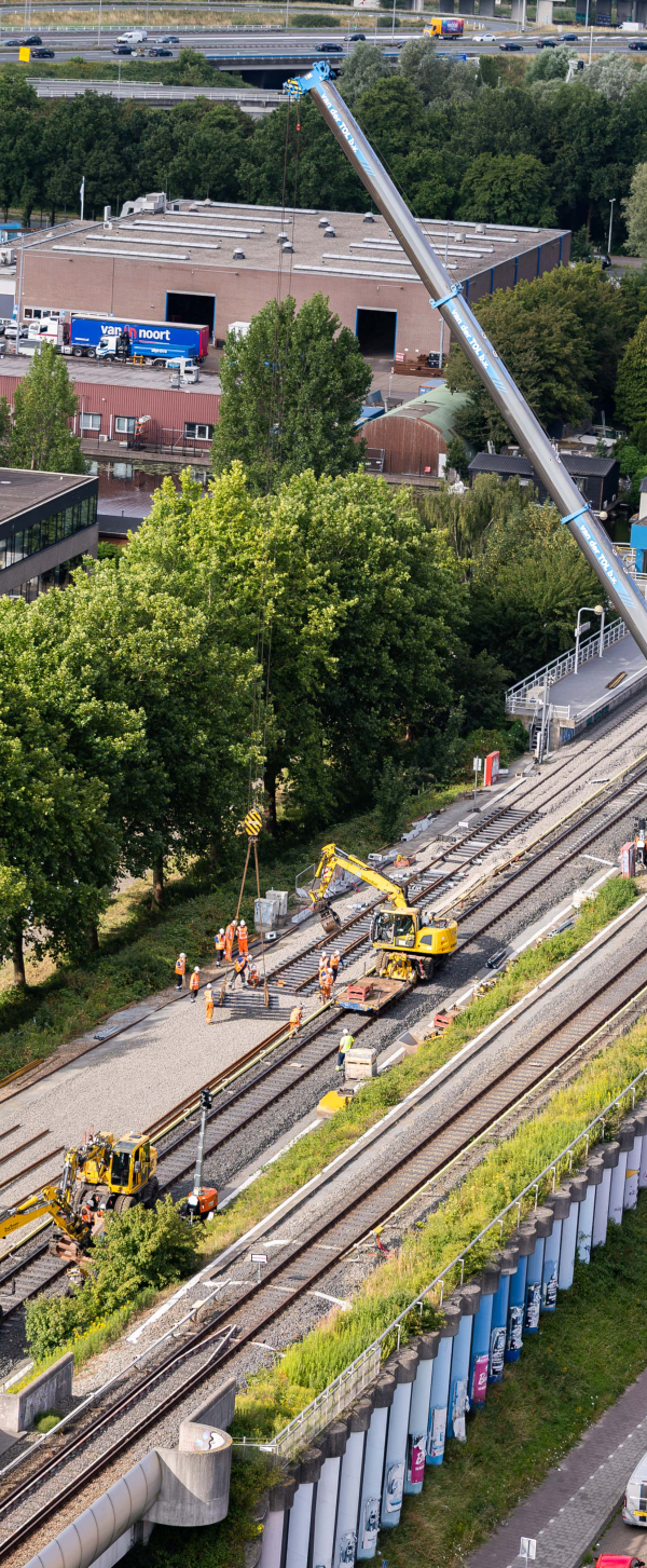 Dronefoto werkzaamheden Amsterdam