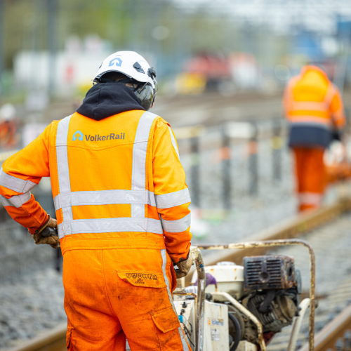 VolkerRailer aan het werk op het spoor