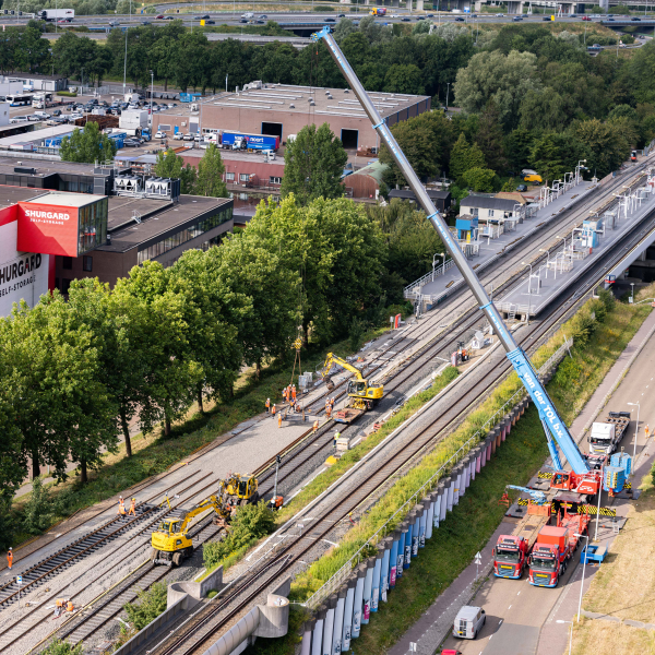 Dronefoto werkzaamheden Amsterdam